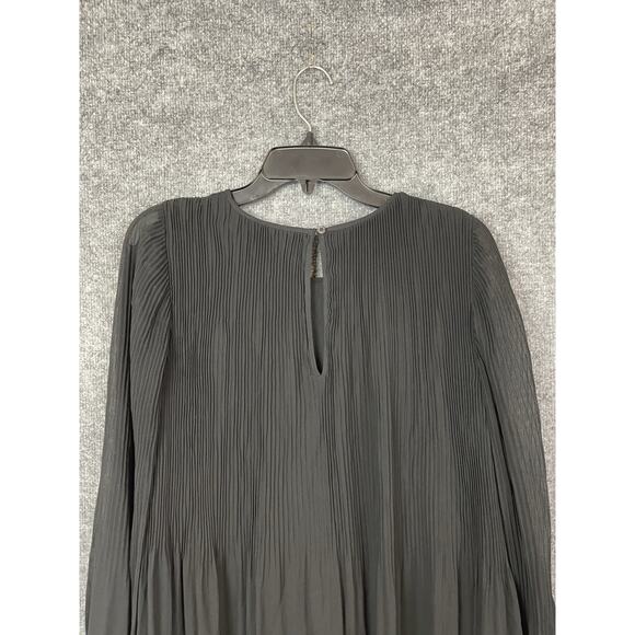 Wilfred Pleated Scoop Neck Keyhole Puff Sleeve Mini Dress Black Size L - Picture 11 of 15